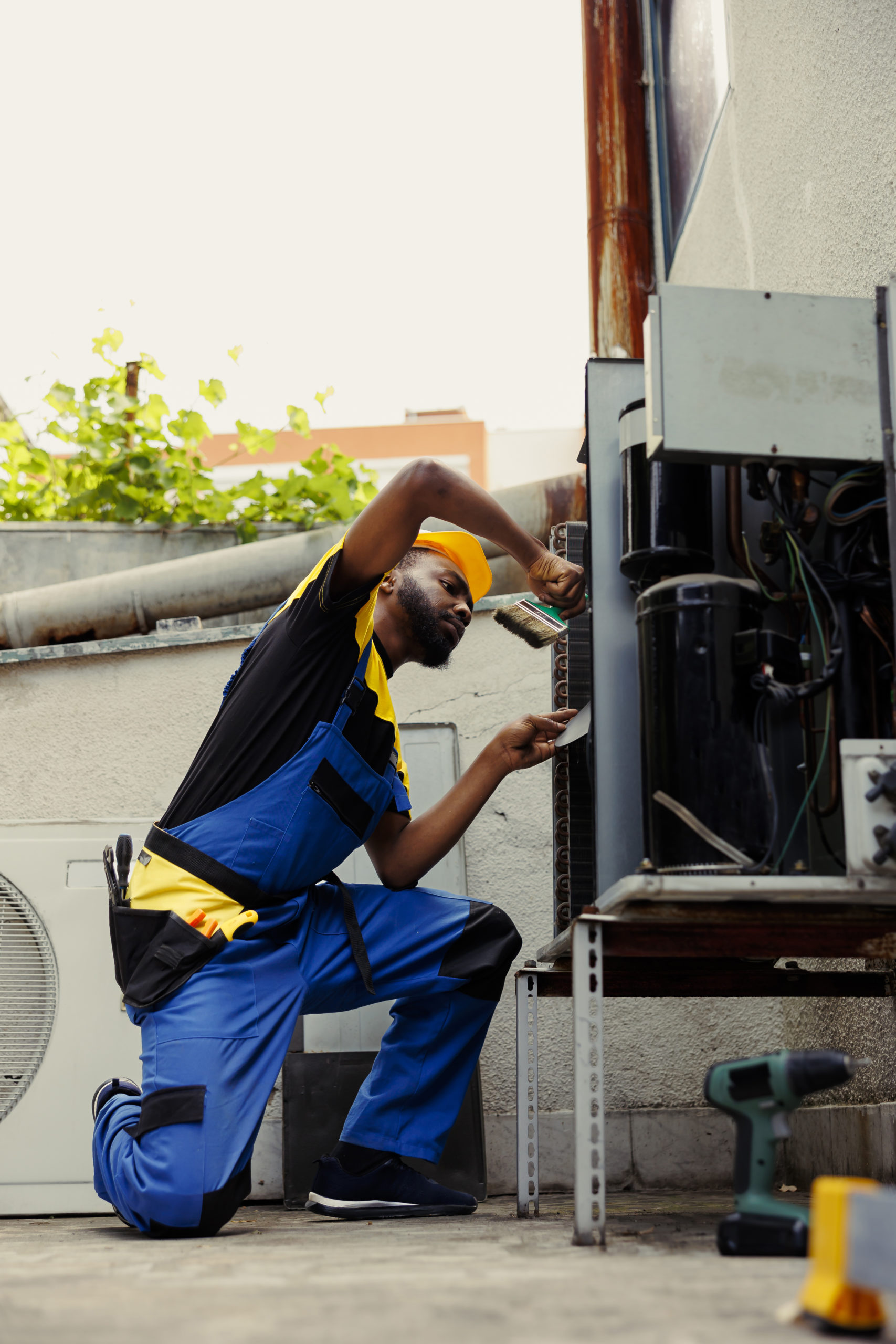 Clean air filter during routine AC maintenance check Clean air filter during routine AC maintenance check
